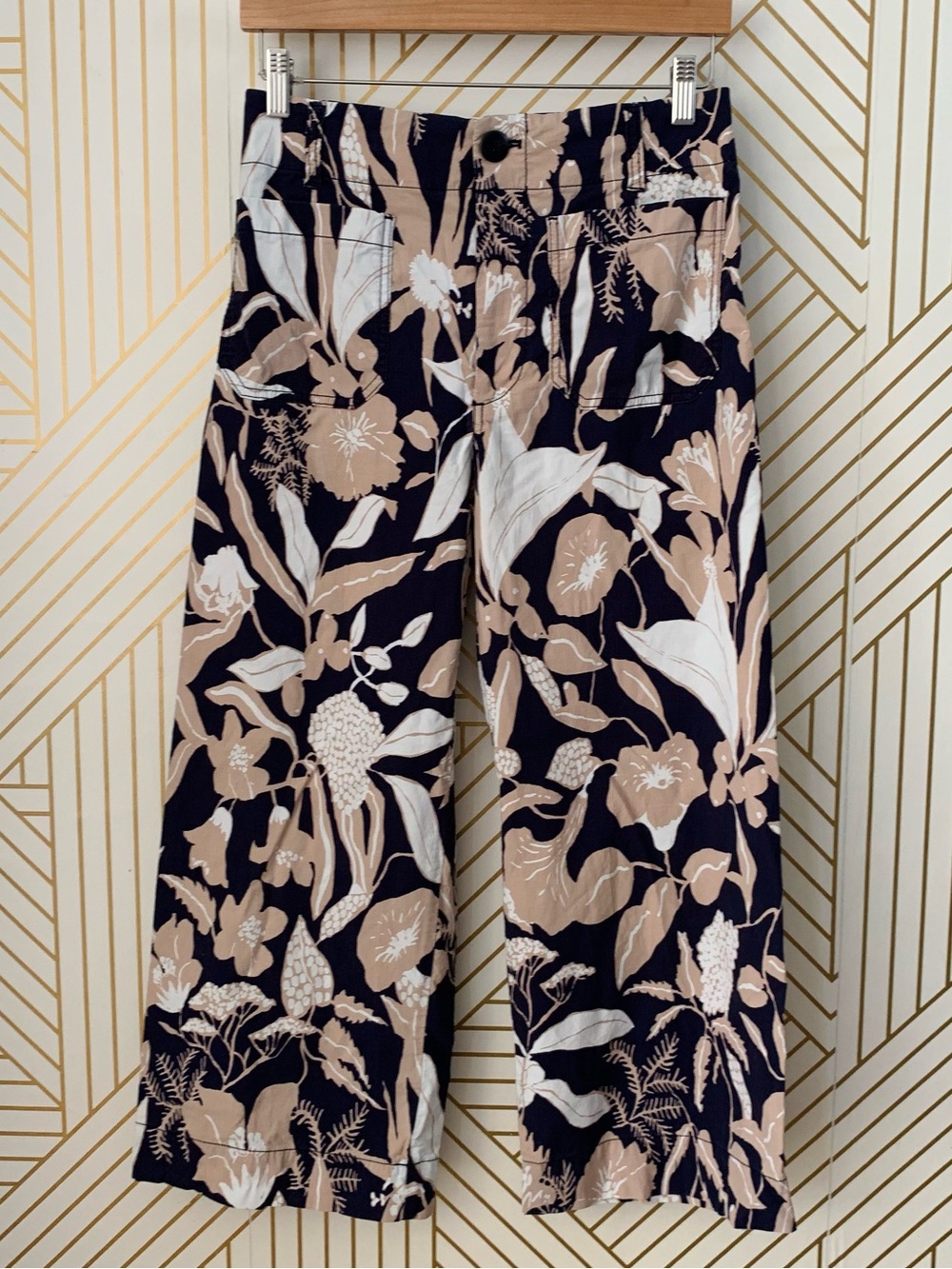 Maeve Anthropologie The Colette Pants Floral Wide Leg Cropped Cotton boho 30P